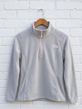 The North Face Glacier 1/4 Zip Fleece Jacket Light Grey Pink - Size XS